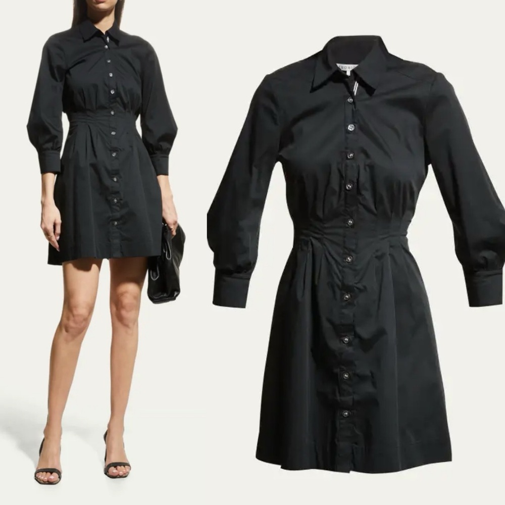 VERONICA BEARD
Polina Button-Front Pleated Shirt Dress size 14 black - Picture 7 of 10